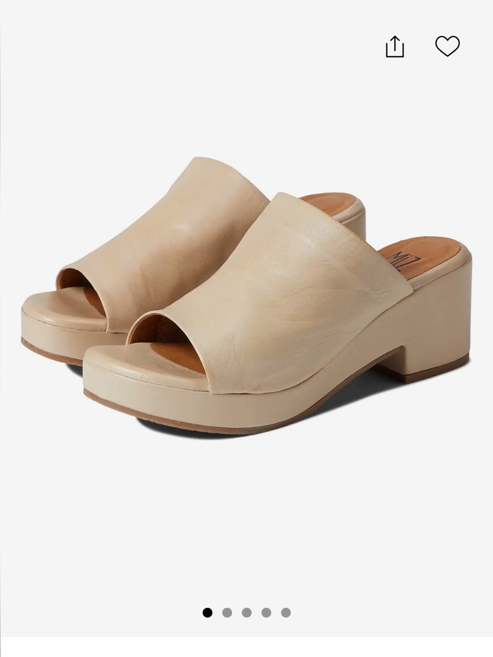 Miz Mooz Cream Leather Open-Toe Slide Mules